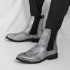 Дизайнерская новинка, зимняя мода, ботильоны челси, мужские остроносые золотые серебристые повседневные ботинки, высокие кеды, zapatos hombre