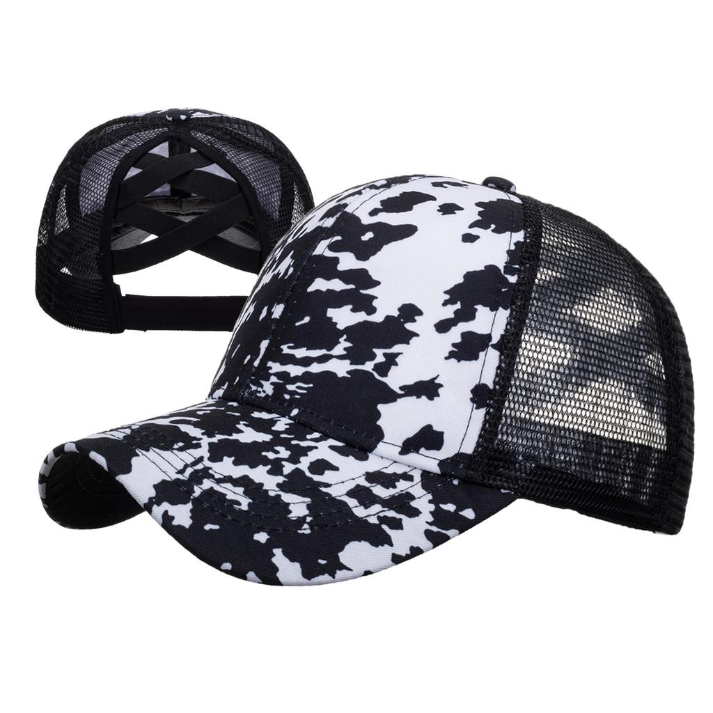 New Black and White Cross Mesh Cap Baseball Cap Women's Sun Hat