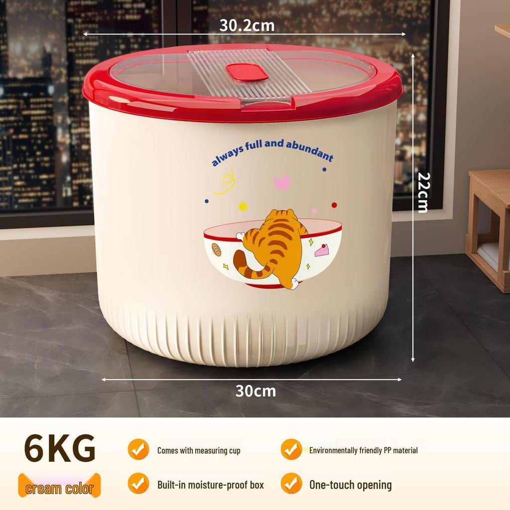 Moisture-Proof Cat & Dog Food Storage Bucket - Food-Grade, Sealed Container for Grain, Rice & Pet Food.