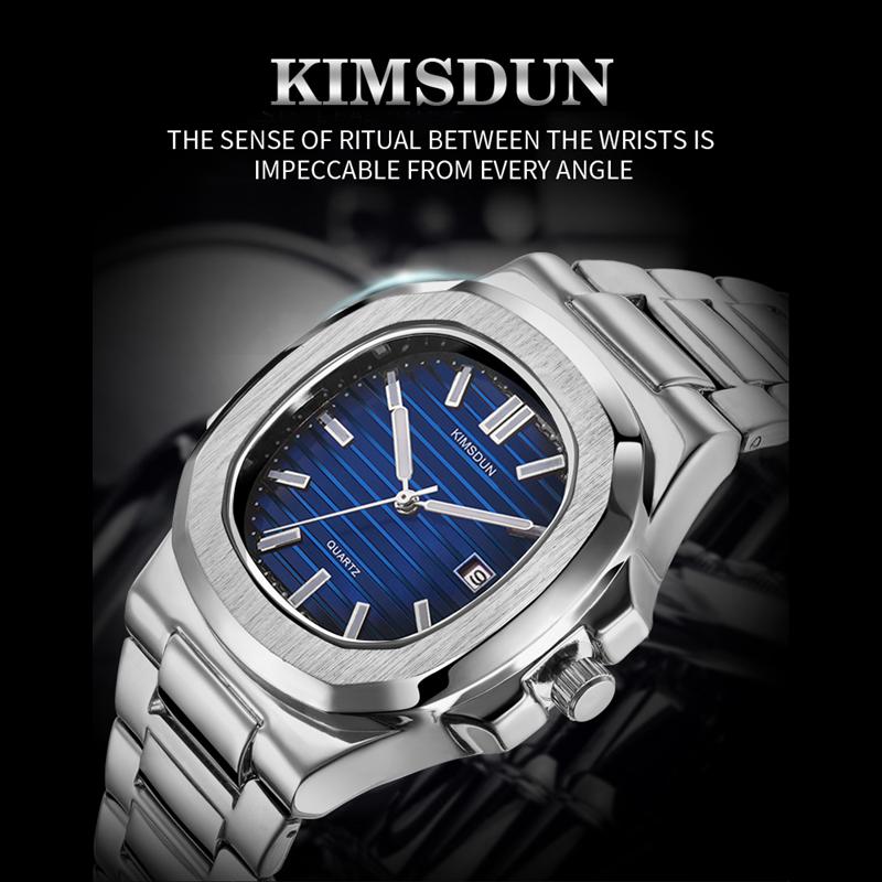 KIMSDUN Watch Men's Top Brand Luxury Clock Steel Belt Men's Watch Calendar Nightlight Sports Quartz Table Male
