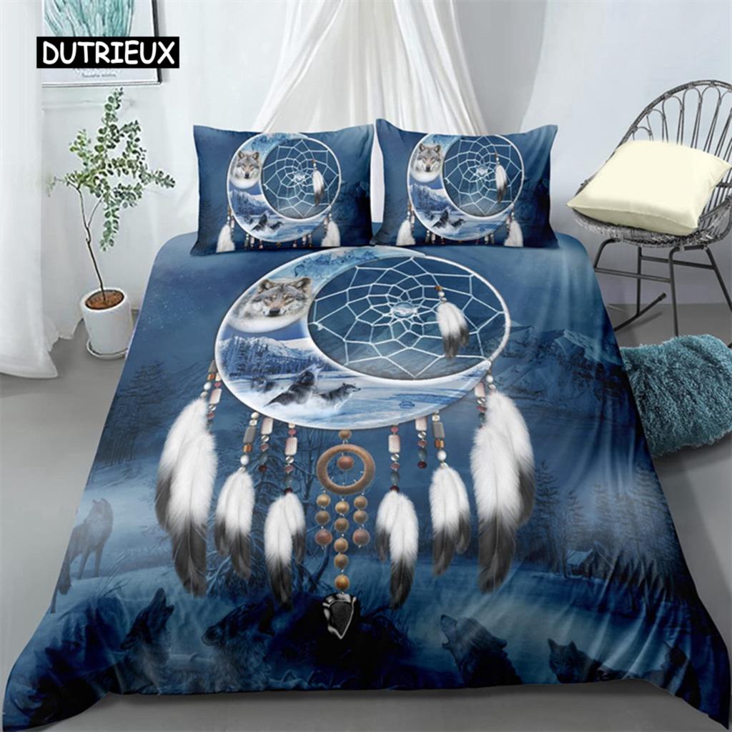 Пододеяльник Dreamcatcher Bohemia Mandala Floral Feather Комплект постельного белья King Single для детей и взрослых Микрофибра Starry Sky Пододеяльник
