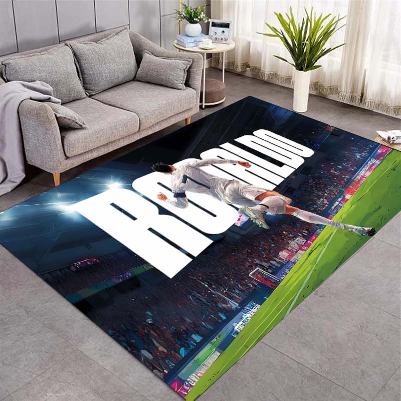 Ronaldo Stadium Match Art Print Area Rug Football Soccer Fan Non‑Slip Rectangular Floor Mat Game Room Living Bedroom Home Decor Rug