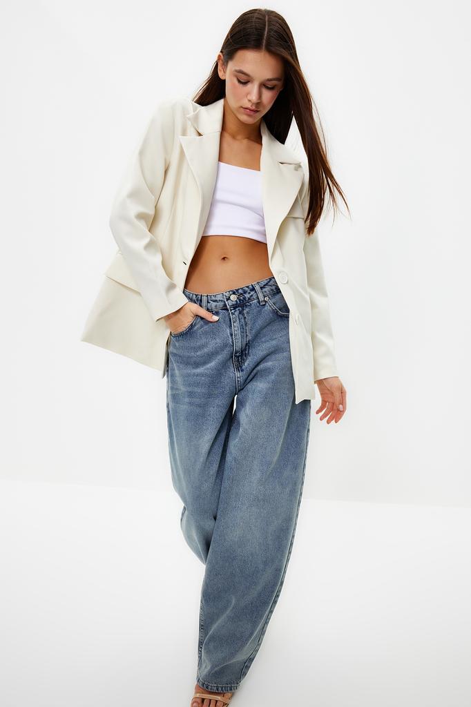 Women's Fashion Blazer Jacket Coat Lapel Long White Oversize Lined Woven Blazer Jacket