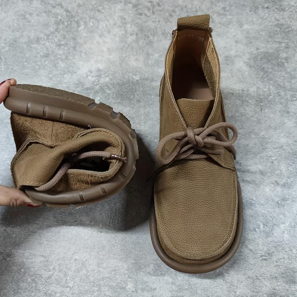 Женские короткие ботинки из кожи, Мягкая подошва, Мягкая поверхность, Супер удобные, Большая подошва, Широкая стопа, Тонкие, Модные, Универсальные повседневные короткие ботинки, Ботинки Мартинс