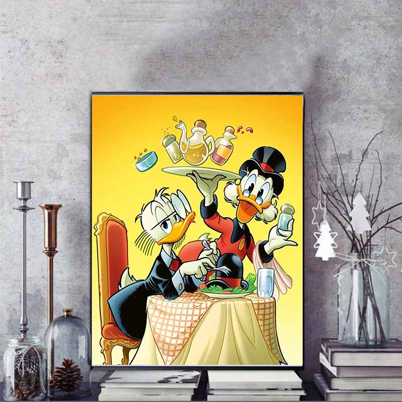 Disney Алмазная живопись Дональд Дак и Скрудж Макдак Ресторанная тематика Иллюстрация Мультфильм 5D Алмазная вышивка крестом Мозаика Домашний декор Подарок