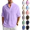 Designer Spring Summer Men's Casual Cotton Linen Solid Color Long Sleeve Shirts Loose Shirts