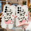 Phone Case: 2D Flat Samsung Galaxy A34 A35 S20 S22 S21 FE Plus Ultra Protective Case, Teacup Stack Panda, Christmas Halloween Holiday Gift