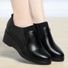 Slope Heel Leather Shoes 2025 New Middle Aged and Elderly Women's Shoes Comfortable Soft Leather Shoes Mom's Shoes