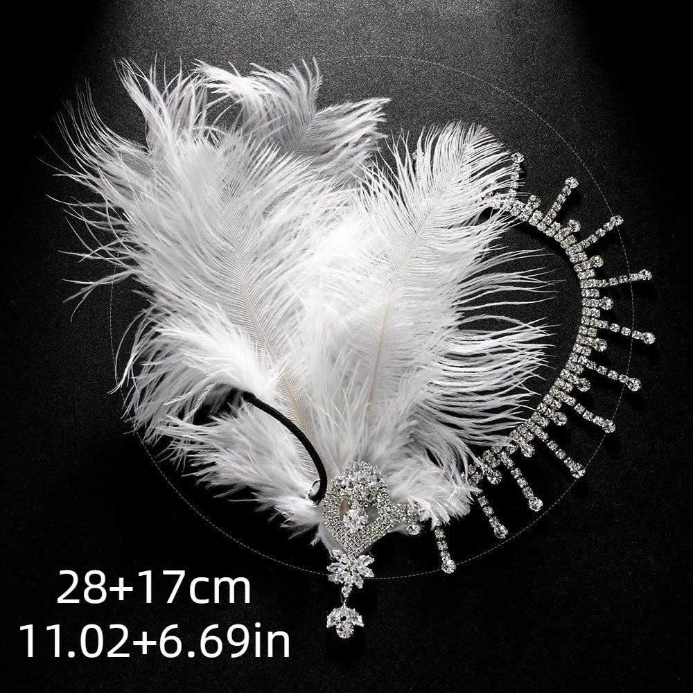 Exquisite Vintage Feather Headband Sequin Crystal Masquerade Hair Band Rhinestone Tassel 1920s Hair Accessories Women