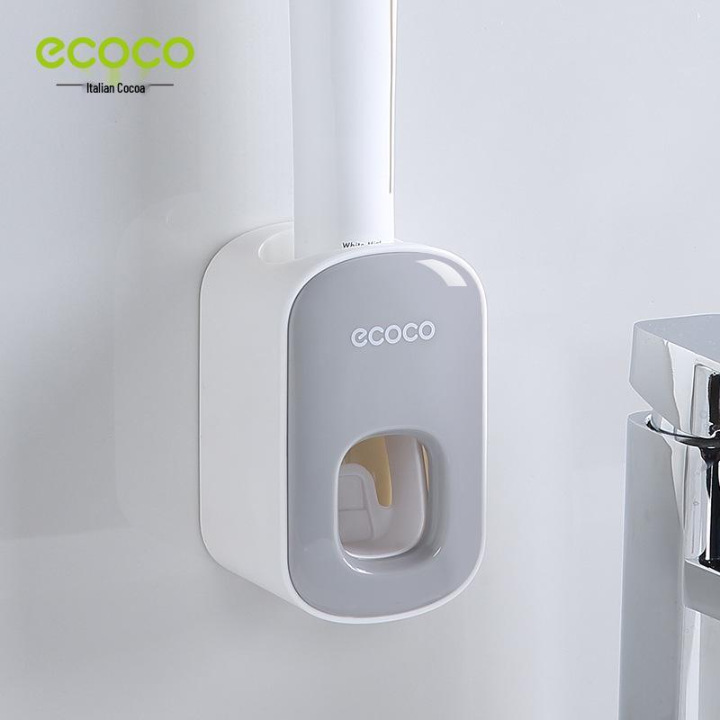Ecoco Wall-Mounted Toothbrush Holder & Automatic Toothpaste Dispenser with Mouthwash Cup
