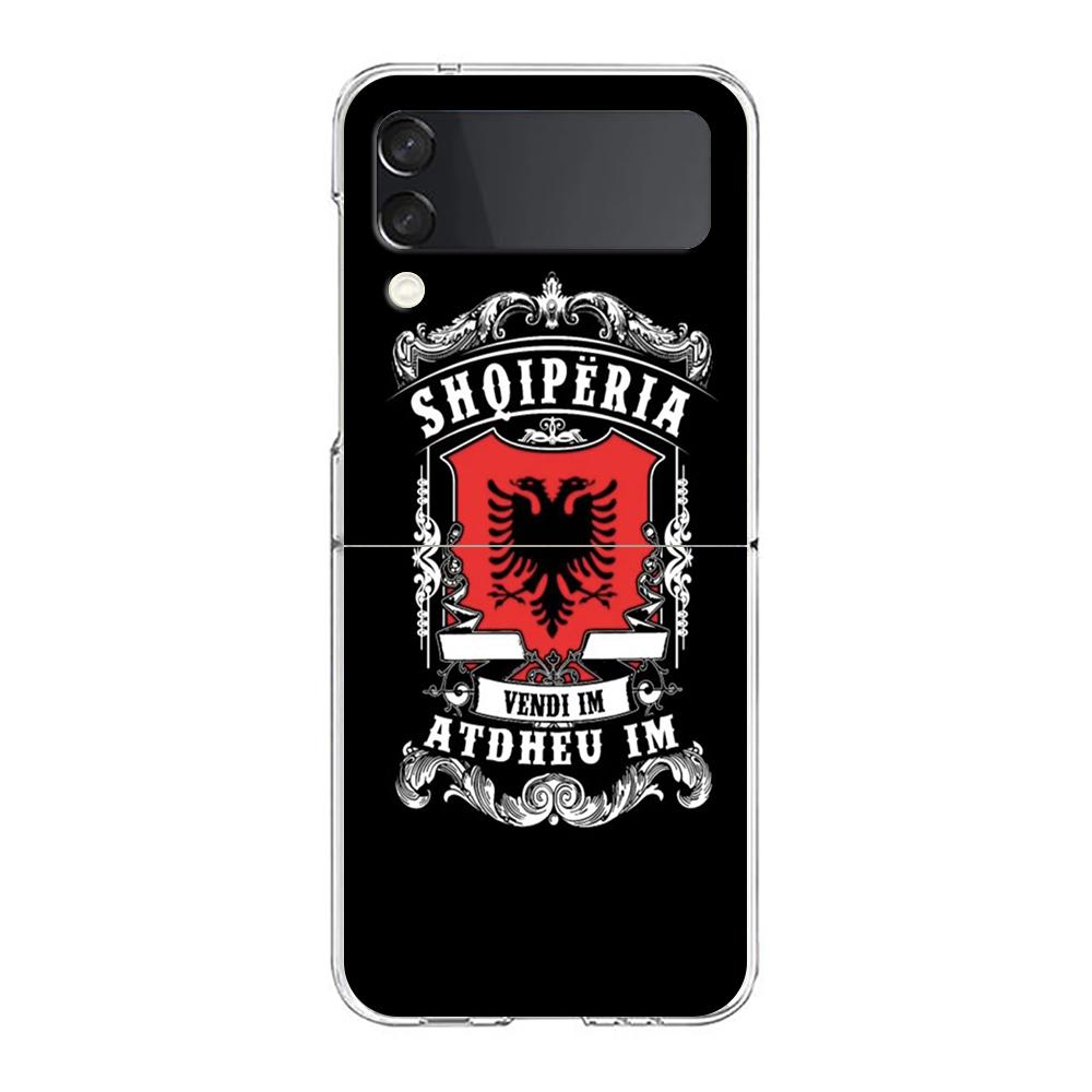 Phone Cover For Samsung Galaxy Z Flip 6 5 4 Case Transparent For Samsung Z Flip 3 Hard PC Foldable Shell Albania Passport Capas