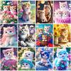 Diamond Embroidery Animal Cat Full Round Drill Mosaic Flower Art Handmade Gift Complete Kit Decorative Paintings