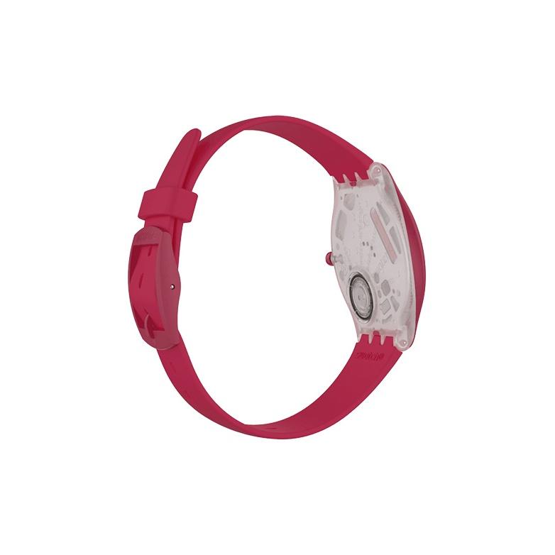 Swatch Classic Series Quartz Movement Trendy Casual Watch 36.8Mm Red Dial Plastic Case Silicone Strap Women watches SVOR101