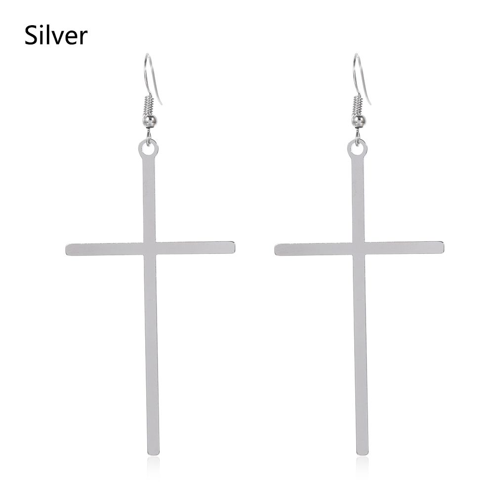Exaggerated Jewelry Punk Rock Big Cross Long Earrings Ear Stud Dangle Drop