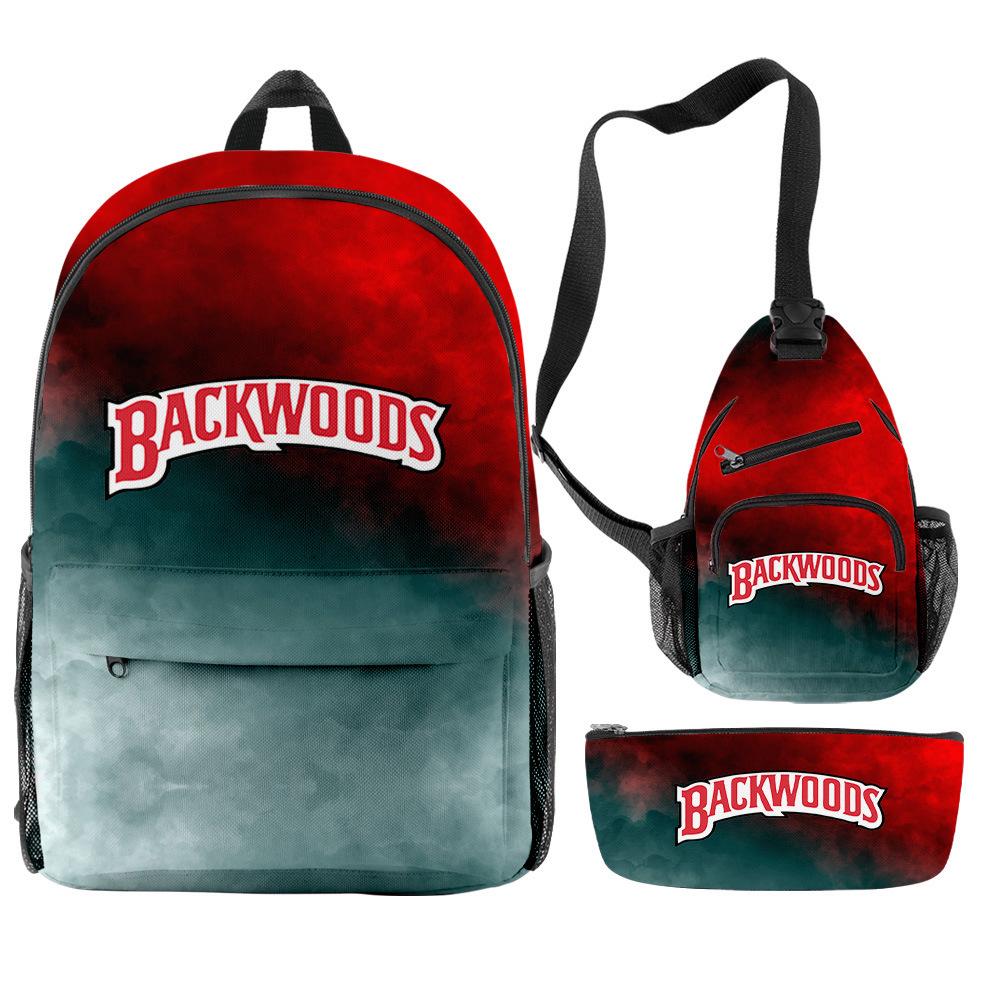 Backwoods Cigar 3D Цифровая Печать Модный Кампус Уличный Рюкзак Набор из Трех Предметов