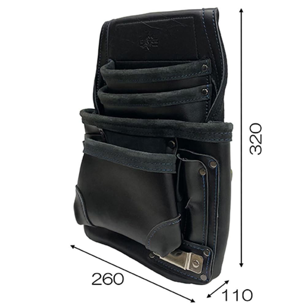 SK11 DEVICE Сумка-пояс для гвоздей из натуральной кожи, 3 яруса, с держателем для молоткового конвейера, черная DVC-KZ28