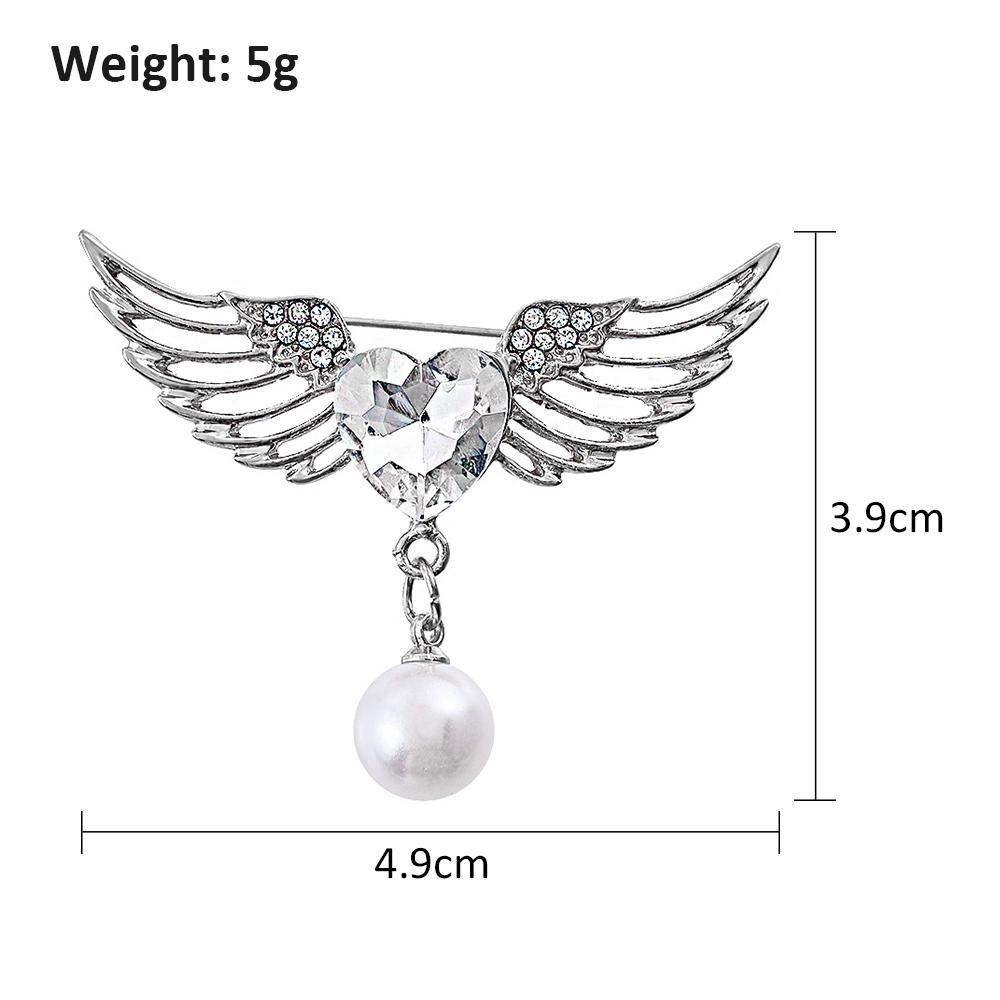 Women's Crystal Angel Wings Brooch Pin Rhinestone Brooches Wedding Gifts Lapel