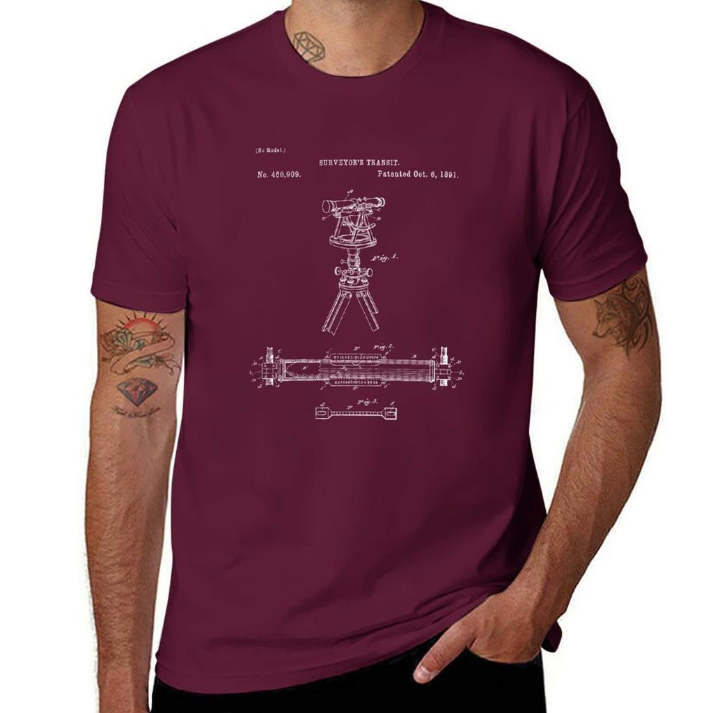 Vintage Surveyor Transit Tool Shirt - Property Land Surveying Engineer Tee T-Shirt Quick Drying Hippie Clothes Mens T Shirts