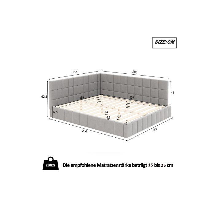 Canapé-lit - MUVOE - 160x200 - Velours gris doux - Design classique - Multifonctionnel