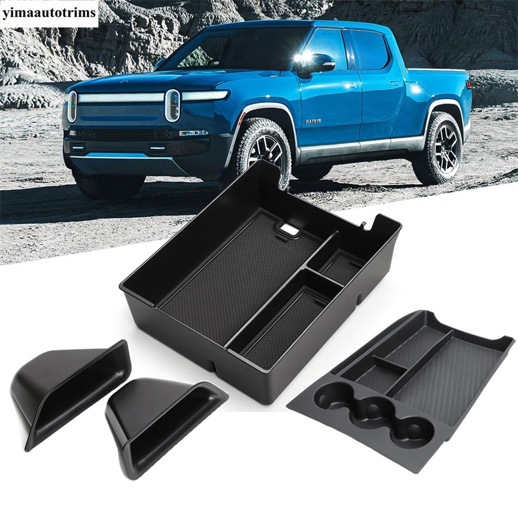 For Rivian R1T R1S   2024 Car Center Console Lower Storage Box Organizer Tray Drink Water Cup Holder Panel Accessories