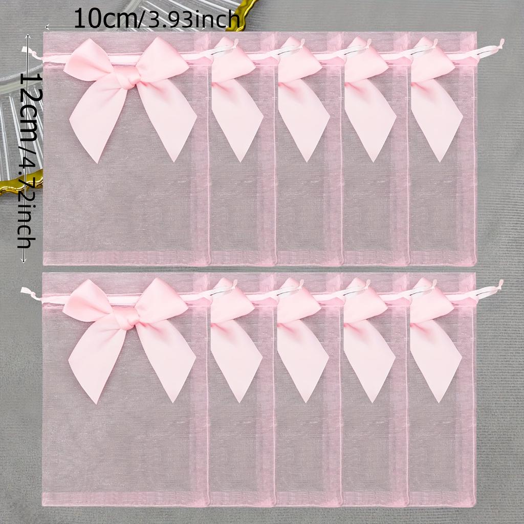 20 штук прозрачных мешочков из органзы, мешочки для украшений, мешочки с завязками в виде конфетных роз, мешочки для свадебных сувениров - мешочки для вечеринок, 10 см/3,93 дюйма, 12 см/4,72 дюйма