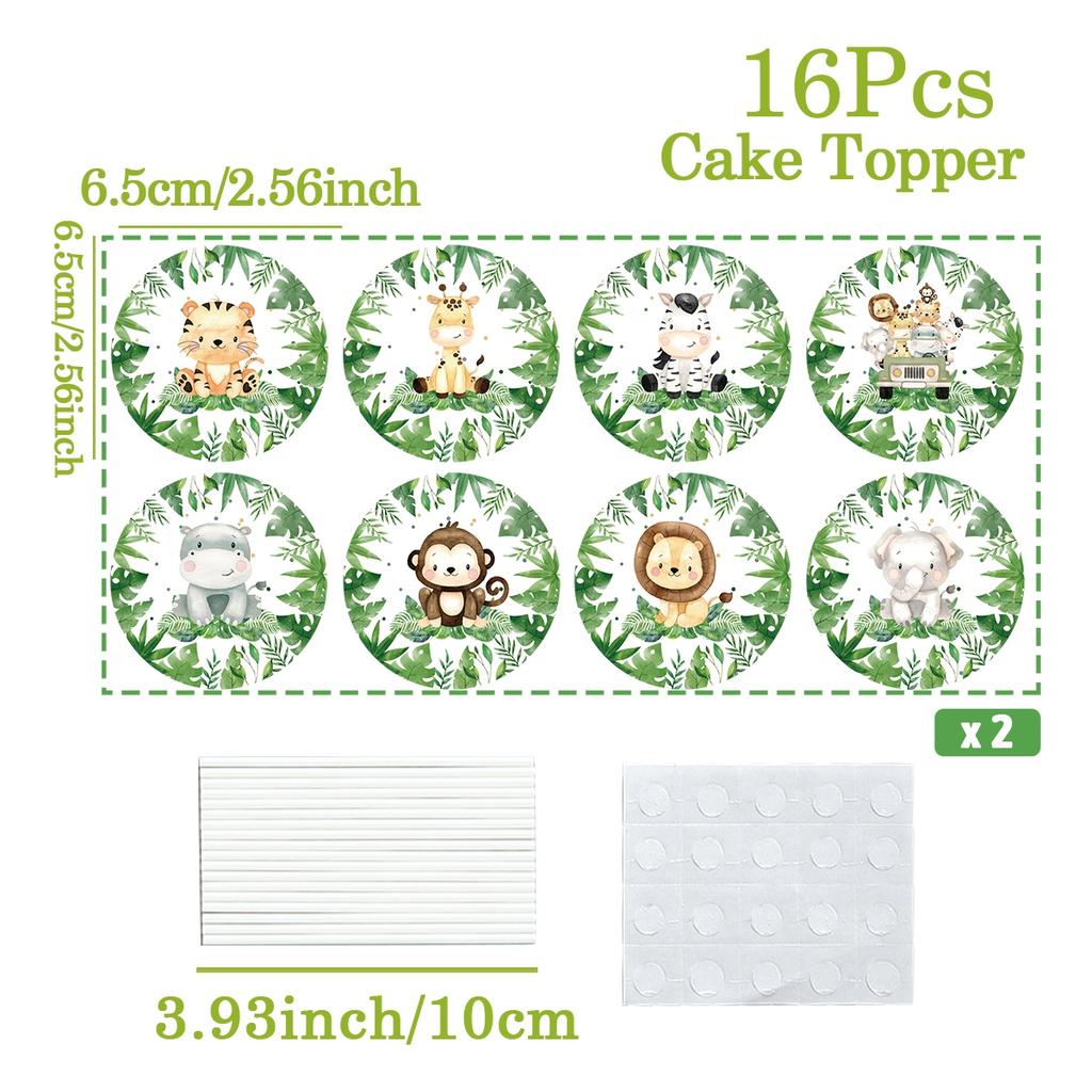 Dinosaur Paper Cake Insert Topper Ice Cream Butterfly Farm Birthday Party Decor Kids Dessert Insert Jungle Animal Cake Topper