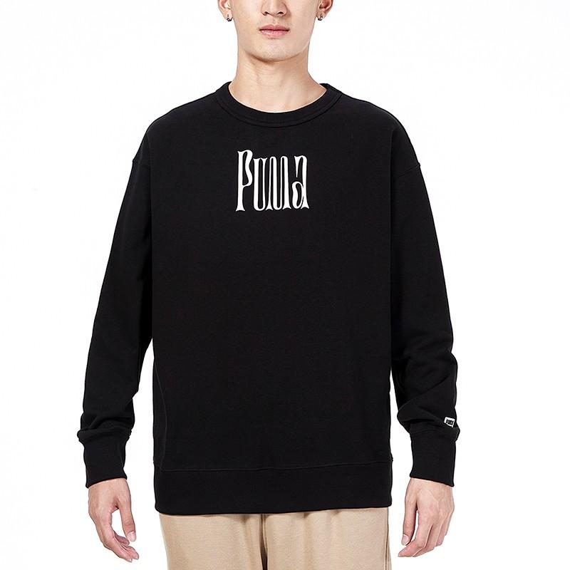 Puma Large Back Print Logo Knit Pullover Sweatshirt Men Tops Black 533037-01