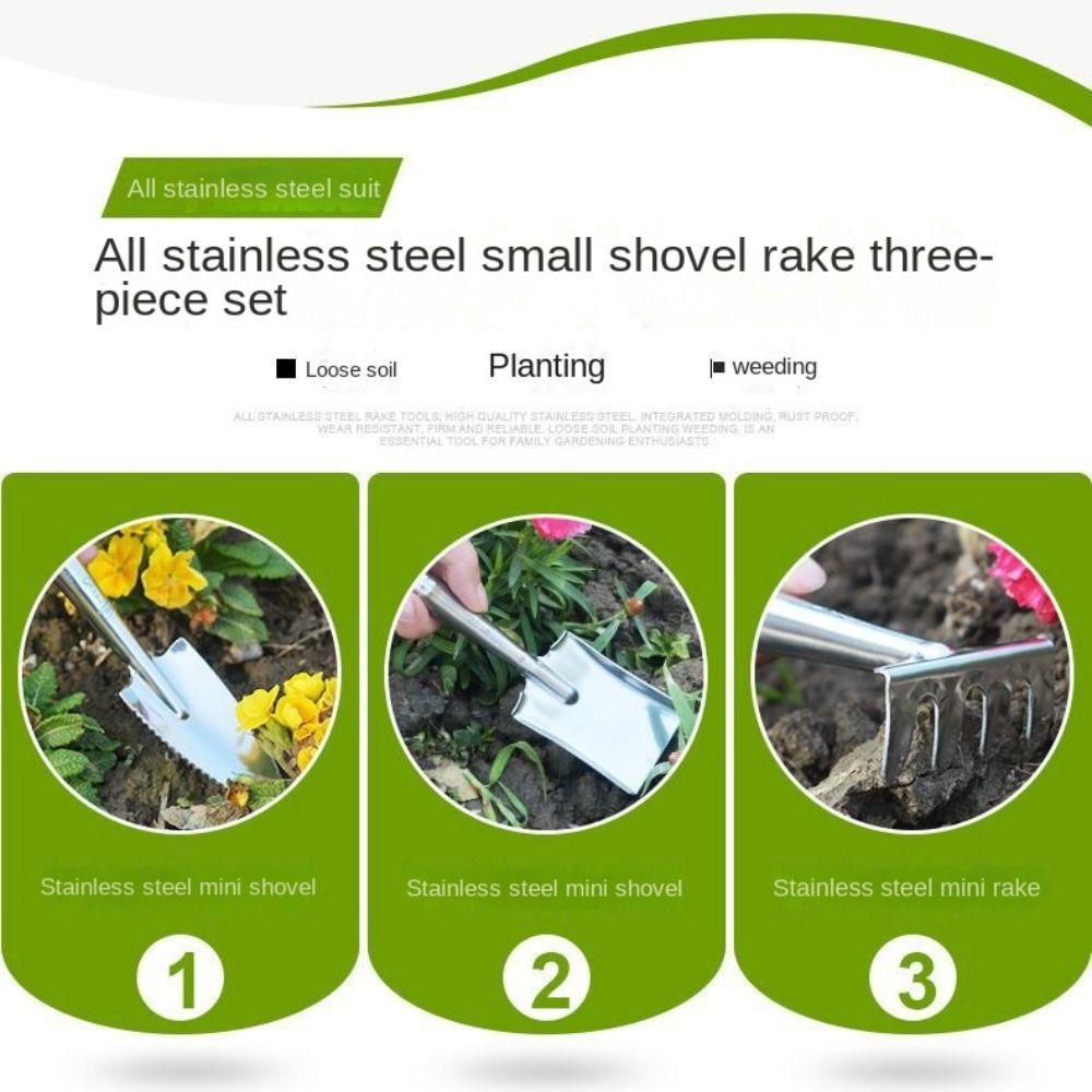Weeding Stainless Steel Gardening Spade Digging Shovel Rake Small Garden Shovel Agricultural