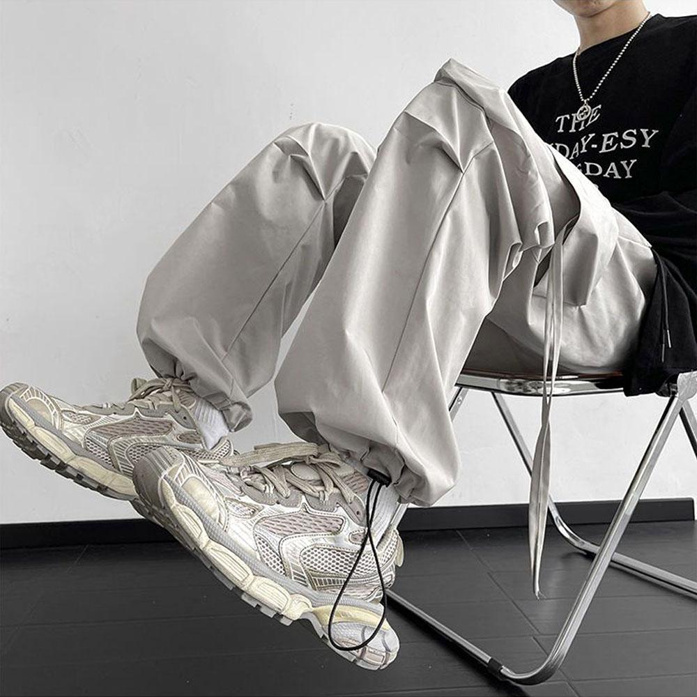 Мужские повседневные мешковатые брюки-карго Y2K с завязками в стиле Харадзюку, брюки с лентой, спортивные штаны, уличная одежда, спортивные брюки для мужчин