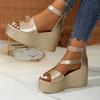Fashion Women's Peep Toe Chunky Platform Sandals Ankle Strap Wedge Heel Gladiator Sandals for Women 2025 Summer Thick Bottom Beach Shoes
