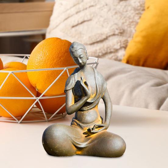 Японская железная статуэтка Будды Дзадзэн, миниатюрная чугунная статуэтка монаха, настольная скульптура Будды для медитации, декор для дома в стиле дзен