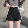 2024 Women's Black Slim Fit Elastic Casual Suit Shorts - Spring/Summer