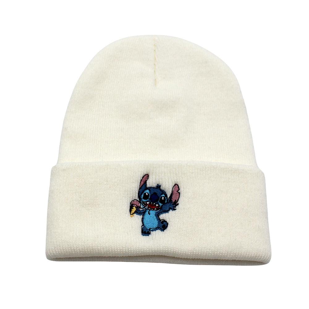 Stitch Knitted Embroidered Hat Anime Peripheral Autumn And Winter Outdoor Warm Hair Hat Elastic Cold Hat Adults And Kids Gifts