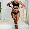 Fun European and American style personalized hottie single sleeve legs hollow fishing net jumpsuit sexy wear hot diamond net coat A111