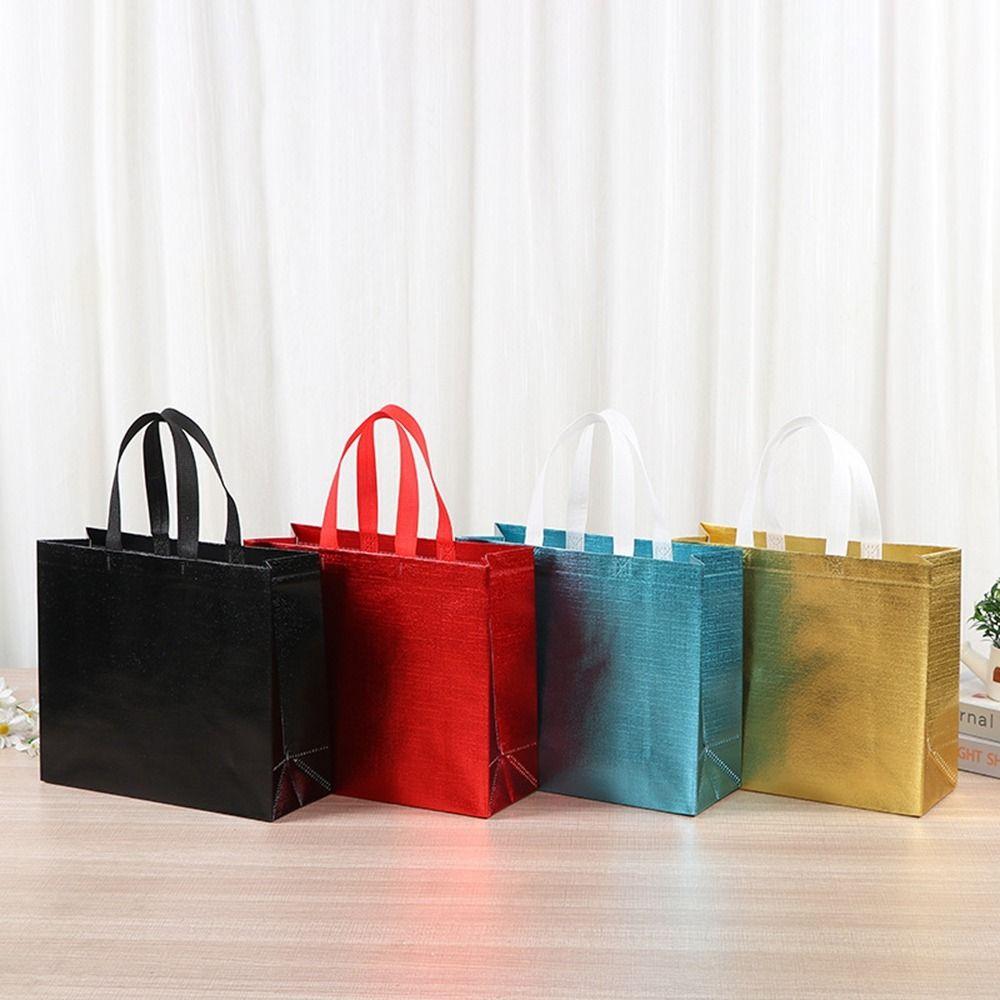 Reusable Non-woven Fabric Shopping Bag Solid Color Shopping Pouch Birthday Party