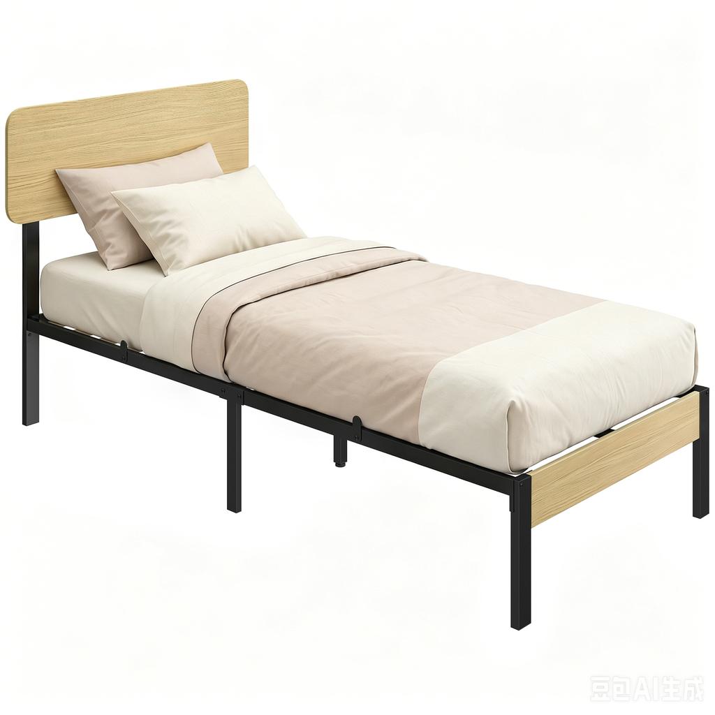 Bed Frame 90 x 200 cm with Headboard, Platform Bed, Single Bed with Under-Bed Storage