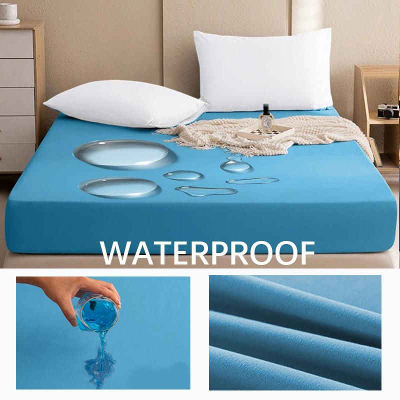 Всесезонный водонепроницаемый протектор матраса Мягкая полиэстеровая простыня с глубоким карманом 8 цветов Современная простыня на резинке Прочный наматрасник Постельное белье Покрывало