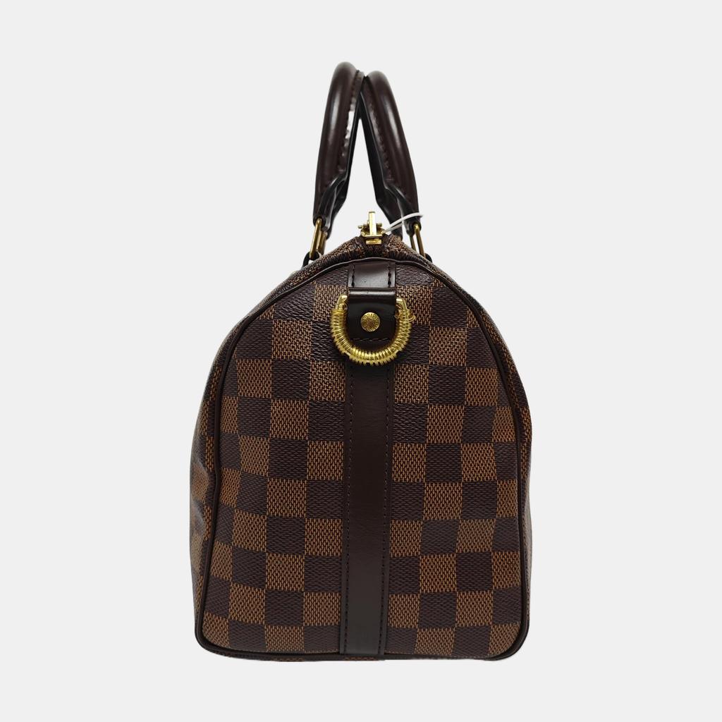 [Pre-Owned] Speedy 25 Checkered Strap Pillow Bag Coated Canvas Shoulder Tote - Very Good #15FF7C6