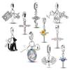 925 Sterling Silver Cross Amulet Charms Bead Fit OriginalNew Bracelet Pendant Jewelry DIY Making
