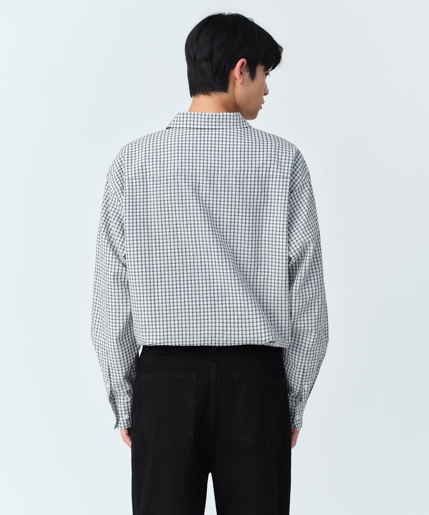 MUSINSA STANDARD Relaxed Small Plaid Check Shirt [Light Gray/Black]