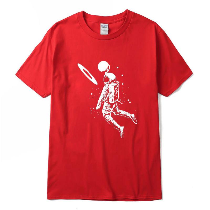 Mens Tshirt High Quality 100 Cotton Funny Moon Astronaut Print Summer Casual Loose Men Tshirt Oneck Male Tshirt Tees Tops