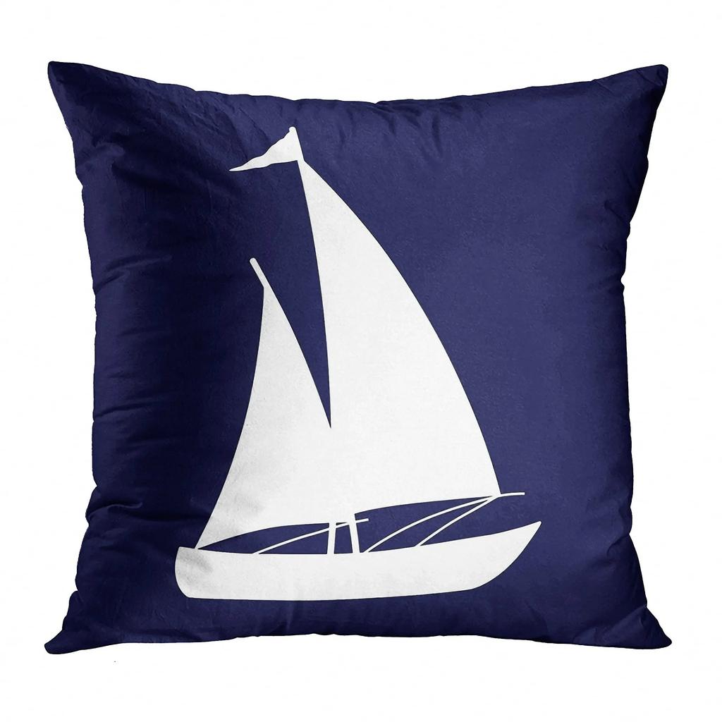 Navy & White Nautical Pattern Throw Pillow Cover With Short Plush Print Living Room Sofa Decoration Cushion Cover Pillow Covers