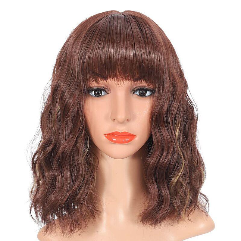 Пастельные волнистые парики с воздушной челкой Женские короткие синтетические парики