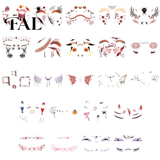 Funny Face Tattoos Halloween Tattoo Stickers, Waterproof Scary Makeup Decals for Party, Easy Apply Patch Temporary Wound Scar Body Art Kids