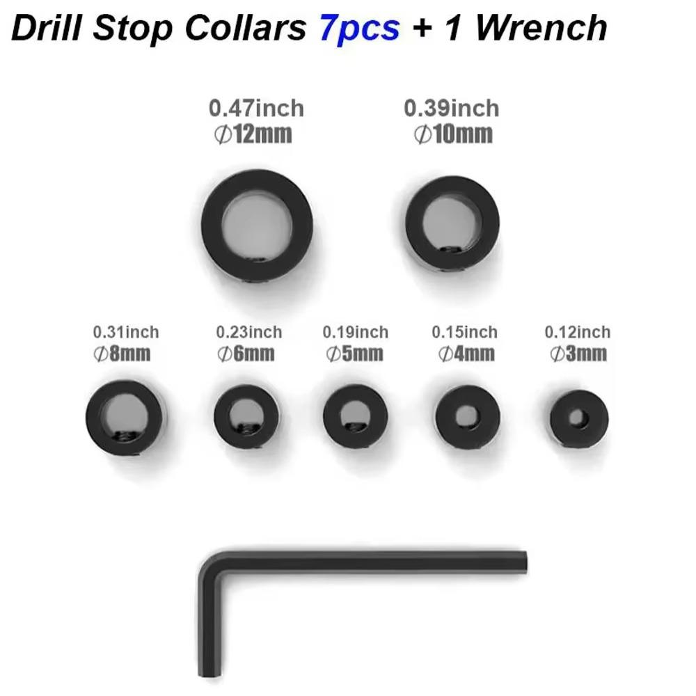 Adjustable Drill Stoper Collar Set 3-16mm Drill Stop Ring Drill Bit Limiter  Woodwork Tools