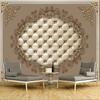 European Style 3d Murals Modern Nordic Golden Soft Pack Pattern Wallpaper Tv Fresco Home Decor