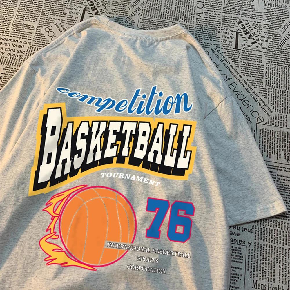 Competition Basketball 76 T-Shirts Men Women Street O-Neck Clothes Loose Oversize T-Shirts Harajuku Cotton Brand Short Sleeve