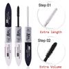 2 IN 1 Black Mascara Waterproof Silk Fiber Volume Double Effect Long Lasting Curling Eyes Makeup