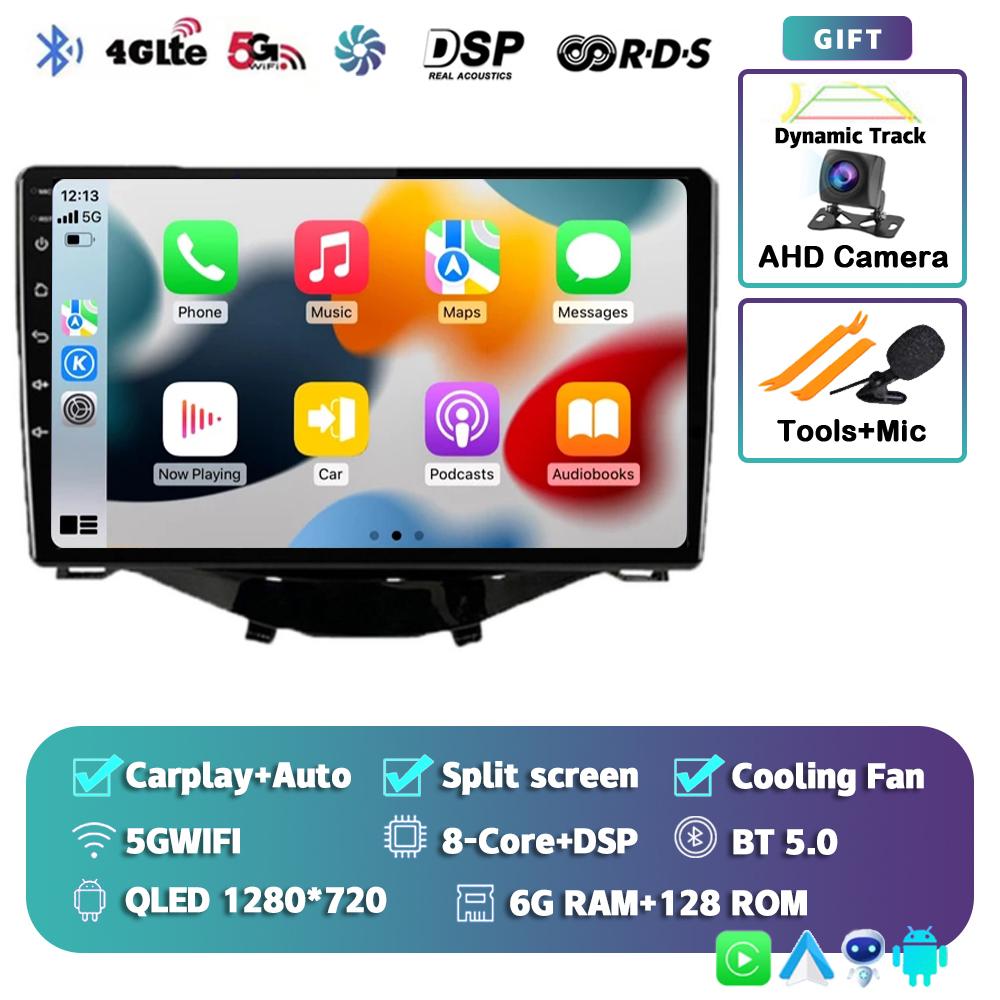 Android 14 Carplay Auto Car Radio For Toyota Aygo Peugeot 108 Citroen C1 2016-2020 Multimedia Video Player GPS Autoradio Stereo