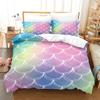 Laser Gradual Change Fish Scale 3D Digital Printing Three-Piece Set, Quilt Cover Pillowcase Home Textile Bed Sheet Kit